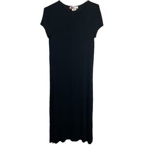 Free People Beach T-Shirt Maxi Dress Sz Large Black High Slits Swim Coverup USA